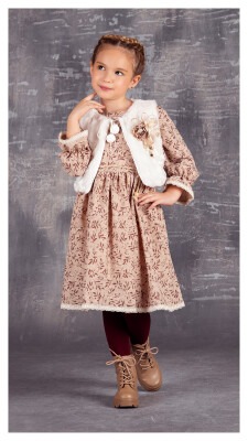 Wholesale Girls Dress with Vest 6-12Y Tivido 1042-2317 Бежевый 