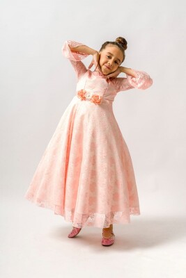 Wholesale Girls Fancy Dress with Clover Lace 6-9Y Wecan 1022-23092 - 1