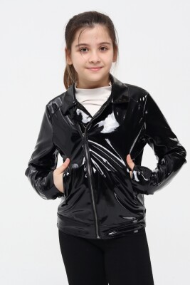 Wholesale Girl's Faux Leather Jacket 6-14Y Benitto Kids 2007-51262 Black