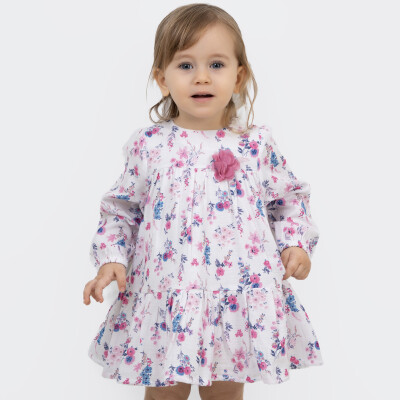 Wholesale Girl's Flower Patterned Dress 6-24M Timo 1018-TK5DÜ042257611 - Timo