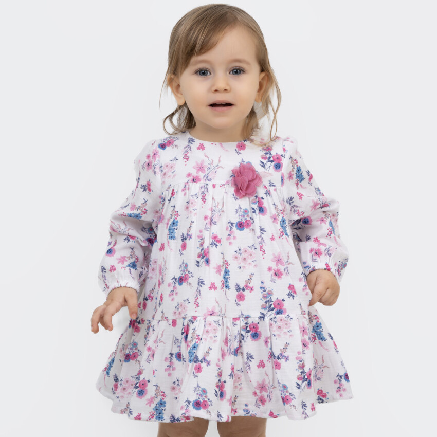 Wholesale Girl's Flower Patterned Dress 6-24M Timo 1018-TK5DÜ042257611 - 2