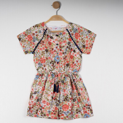 Wholesale Girl's Flower Patterned Dress 6-9Y Timo 1018-TK5DÜ082257293 - Timo