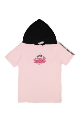 Wholesale Girls Hooded T-Shirt XS-S-M-L Divonette 1023-7339-5 Pink