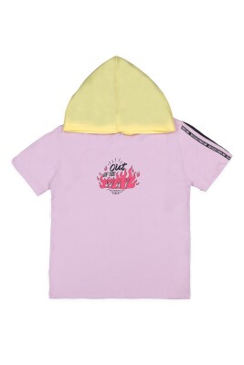 Wholesale Girls Hooded T-Shirt XS-S-M-L Divonette 1023-7339-5 Lilac