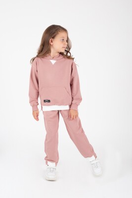 Wholesale Girl's Hooded Tracksuit Set 4-8Y Pafim 2041-K24-8019 Blanced Almond