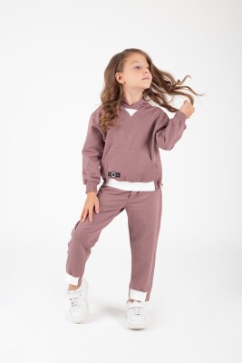 Wholesale Girl's Hooded Tracksuit Set 4-8Y Pafim 2041-K24-8019 Dusty Rose