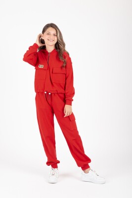 Wholesale Girl's Hooded Tracksuit Set 9-13Y Pafim 2041-K24-8021 Red