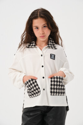 Wholesale Girls Houndstooth Patterned Shirt 8-15Y Jazziee 2051-252J4MTN81 - Jazziee