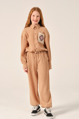 Wholesale Girls Lace Pocket Detailed Long Sleeve Shirt 8-15Y Jazziee 2051-241Z4ALT81 - Jazziee