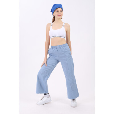 Wholesale Girls Linen Pants 7-14Y Flori 1067-22530 Blue
