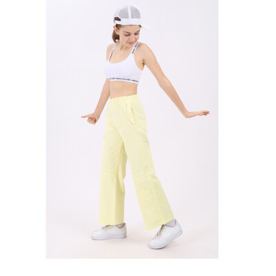 Wholesale Girls Linen Pants 7-14Y Flori 1067-22530 Yellow