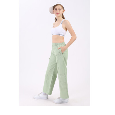 Wholesale Girls Linen Pants 7-14Y Flori 1067-22530 Green