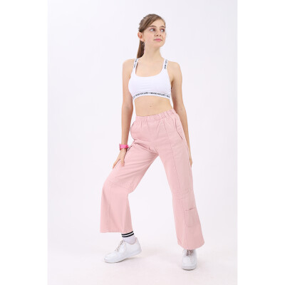 Wholesale Girls Linen Pants 7-14Y Flori 1067-22530 Pink