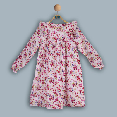 Wholesale Girls Long Sleeve Dress 2-5Y Timo 1018-TK4DÜ042241632 Blanced Almond