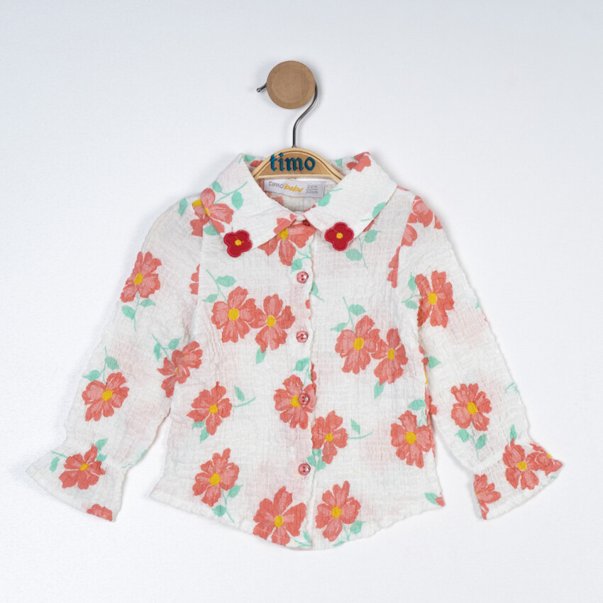 Wholesale Girl's Long Sleeve Flower Patterned Shirt 2-5Y Timo 1018-TK5DÜ202243512 - 3