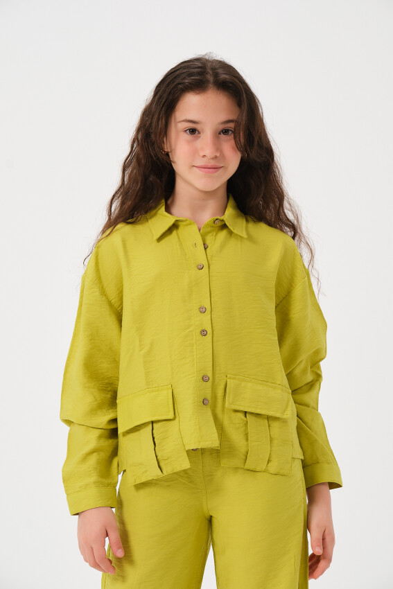 Wholesale Girls Long Sleeve Shirt with Pockets 8-15Y Jazziee 2051-241Z4ALK81 - 2