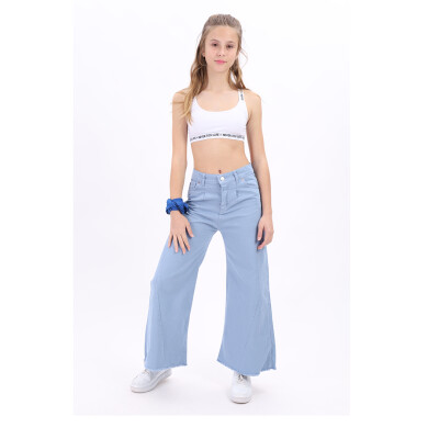 Wholesale Girls Linen Pants 7-14Y Flori 1067-22531 Blue