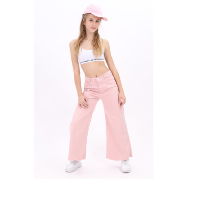 Wholesale Girls Linen Pants 7-14Y Flori 1067-22531 Pink