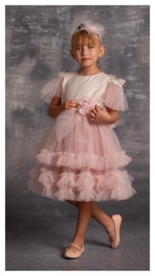 Wholesale Girls Party Wear Dress with Tulle 6-12Y Tivido 1042-2326 - Tivido