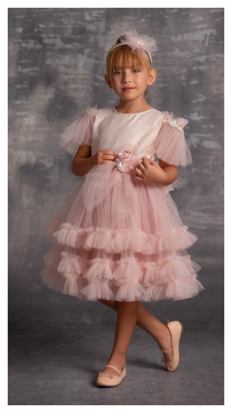 Wholesale Girls Party Wear Dress with Tulle 6-12Y Tivido 1042-2326 - 1