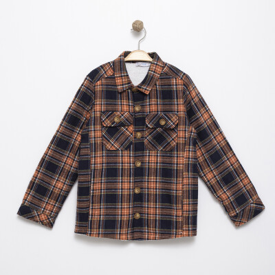 Wholesale Girl's Plaid Shirt 2-5Y Timo 1018-T5EDÜ044251542 Oranj 