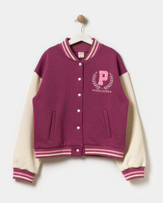 Wholesale Girl's Printed College Jacket 5-8Y Miniloox 1054-24411 - 5