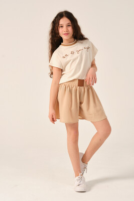 Wholesale Girls Printed T-shirts 8-15Y Jazziee 2051-241Z4ALJ51 Beige