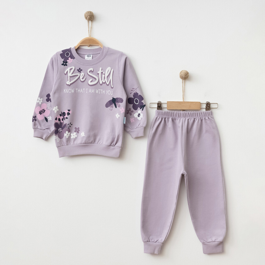 Wholesale Girls' Printed Tracksuit Set 2-4Y Hoppidik 2017-2373 - 2