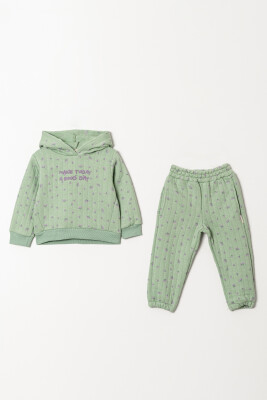 Wholesale Girls Printed Tracksuit Set 2-5Y Tuffy 1099-01062 Green