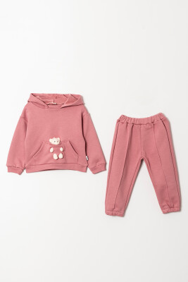 Wholesale Girls Printed Tracsuit Set 2-5Y Tuffy 1099-01097 Dusty Rose