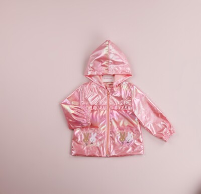 Wholesale Girls Raincoat with Hooded 1-4Y BabyRose 1002-8427 Salmon Color 