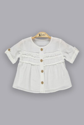 Wholesale Girls Ruffle Shirt 6-9Y Kumru Bebe 1075-3687 Ecru
