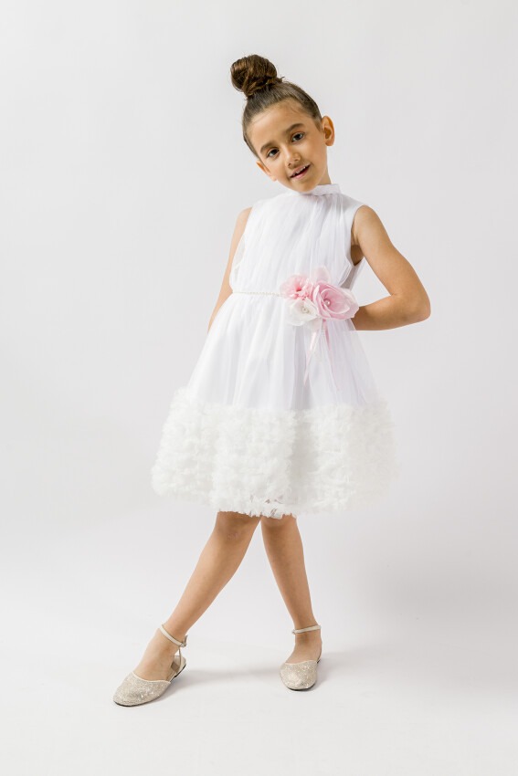 Wholesale Girls Ruffled Dress 2-5Y Wecan 1022-23081 - 1