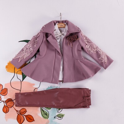 Wholesale Girls Set with Jacket, Pants and Shirt 2-6Y Miss Lore 1055-5205 - Miss Lore