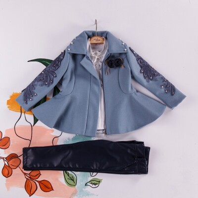 Wholesale Girls Set with Jacket, Pants and Shirt 2-6Y Miss Lore 1055-5205 Синий