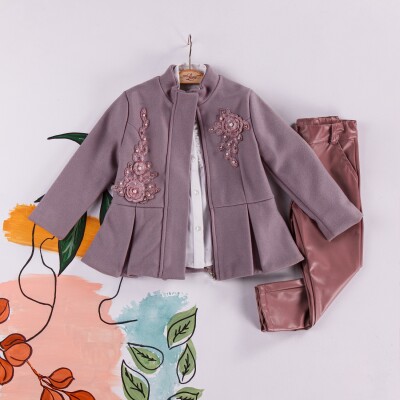 Wholesale Girls Set with Jacket, Pants and Shirt 2-6Y Miss Lore 1055-5206 - Miss Lore