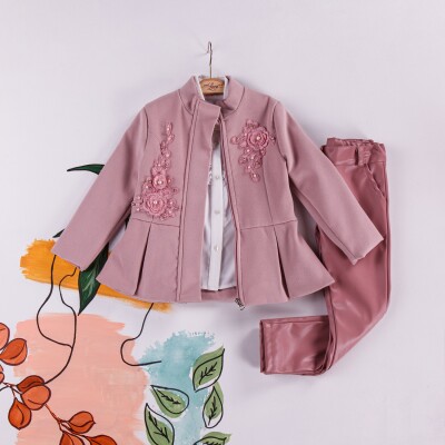 Wholesale Girls Set with Jacket, Pants and Shirt 2-6Y Miss Lore 1055-5206 Розовый 