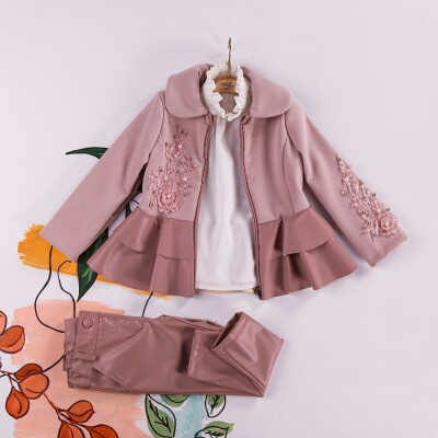 Wholesale Girls Set with Jacket, Pants and Shirt 2-6Y Miss Lore 1055-5207 - Miss Lore