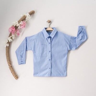 Wholesale Girls Shirt 7-10Y Büşra Bebe 1016-23155 Blue