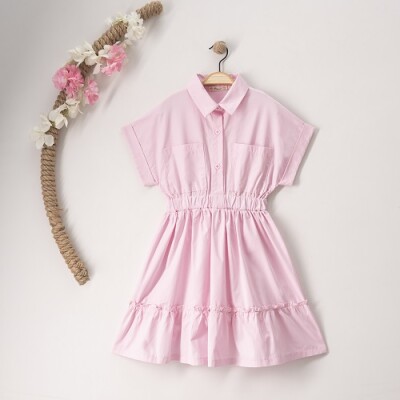 Wholesale Girls Shirt Dress 7-10Y Büşra Bebe 1016-23123 Pink