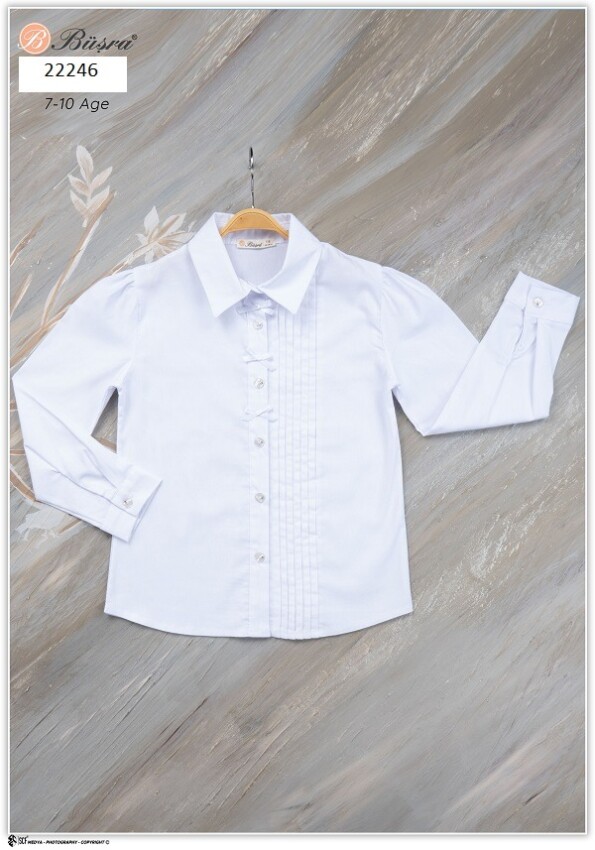 Wholesale Girls Shirt with Rib 7-10Y Büşra Bebe 1016-22246 - 1