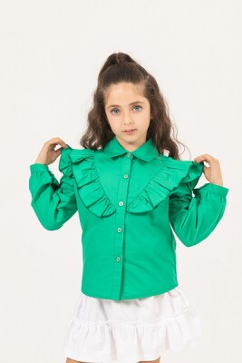 Wholesale Girls Shirts 7-10Y Büşra Bebe 1016-24102 Yeşil