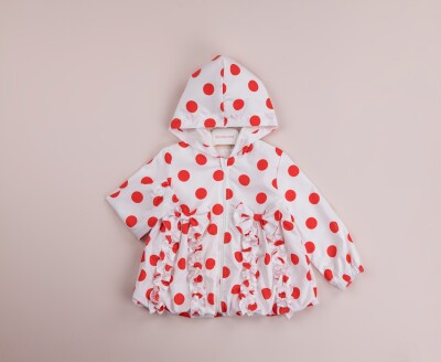 Wholesale Girls Spotted Raincoat with Hooded 5-8Y BabyRose 1002-8424 Red