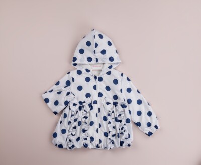 Wholesale Girls Spotted Raincoat with Hooded 5-8Y BabyRose 1002-8424 Navy 