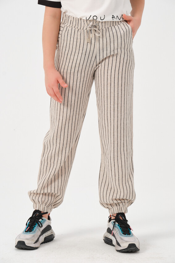 Wholesale Girls Striped Jogger Pants 8-15Y Jazziee 2051-241Z4ALJ01 - 1