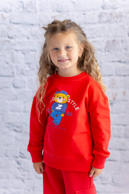 Wholesale Girl's Sweatshirt With Printing And Embroidery Details 1-12Y Zeyland 1070-252Z4KES63 - Zeyland