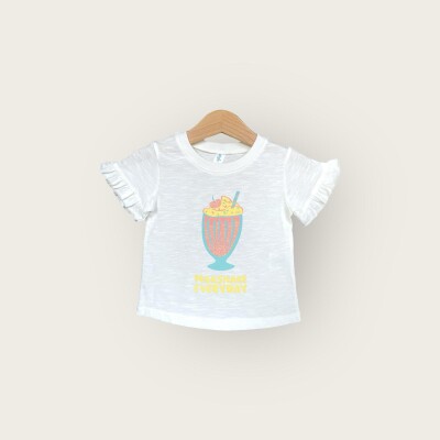 Wholesale Girls T-shirt 1-4Y Algiy Mini 2047-3512 Экрю