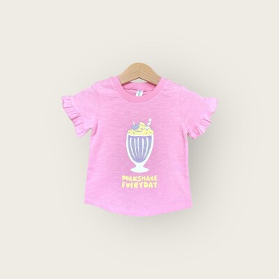 Wholesale Girls T-shirt 1-4Y Algiy Mini 2047-3512 Pembe