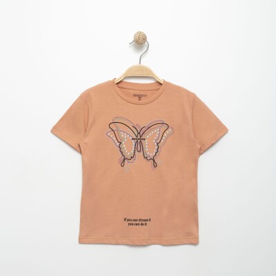 Wholesale Girls T-shirt 6-9Y Divonette 1023-8254-3 Cinnamon Color