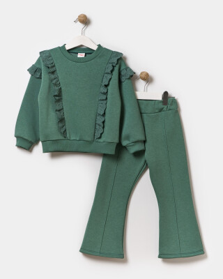 Wholesale Girls Tracksuit Set 4-7Y Miniloox 1054-24459 Green